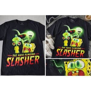 SpongeBob Hash Slinging Slasher Graphic Tee Nickelodeon Black Y2K Cartoon  Large